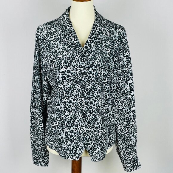 Vtg Haberdashery Leslie Fay Leopard Print Top Sz 14 Mob Wife Neutral Career - Picture 1 of 6